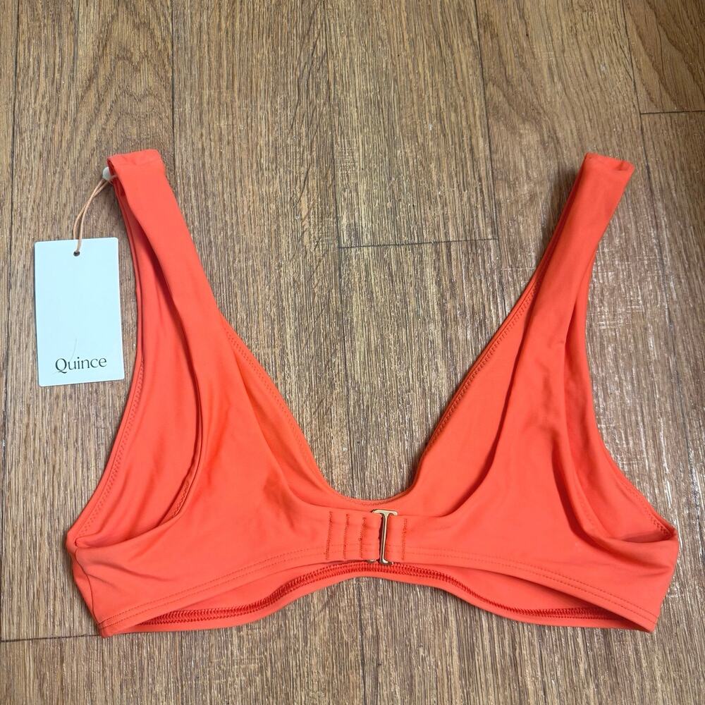 Quince Italian Plunge Bikini Top in Sunset Orange Size Medium - Picture 6 of 7